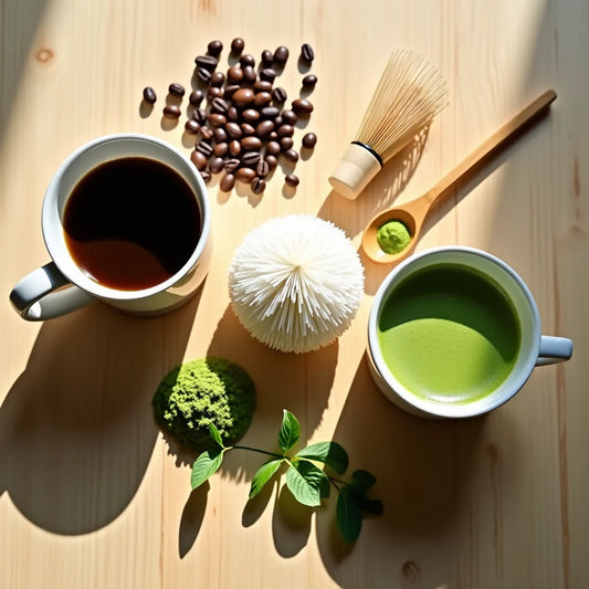 Lion's mane capsules vs powder - matcha blend comparison with ceremonial matcha